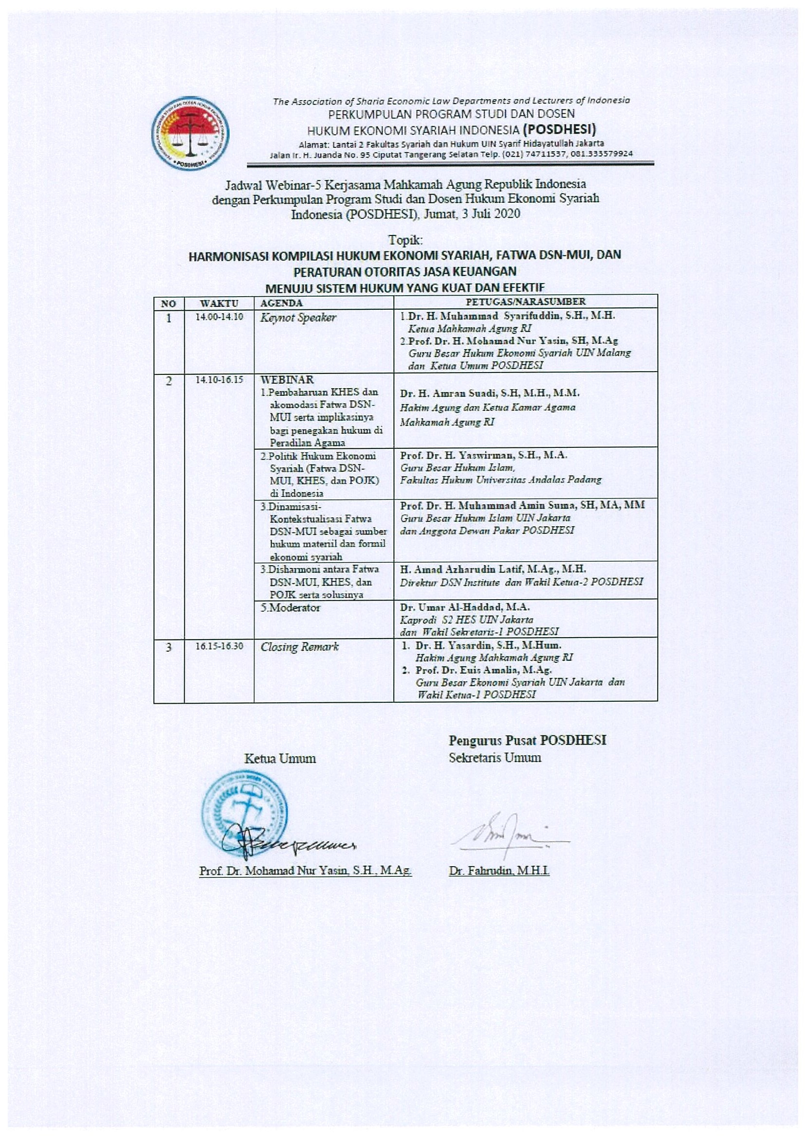 Webinar Harmonisasi Kompilasi hukum ekonomi syariah b